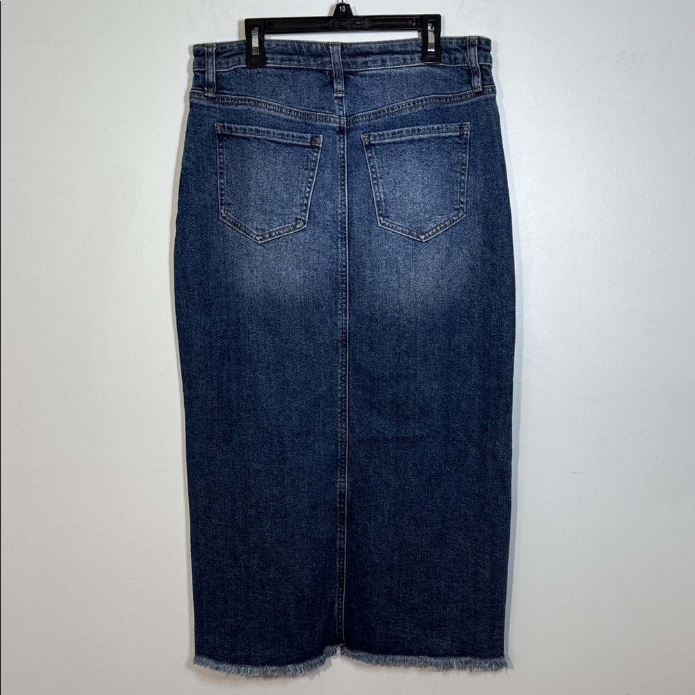 Celebrity Pink Skirt Blue Medium Wash Denim Maxi w/ High Front Slit in Sz 9 NWT - Picture 8 of 14